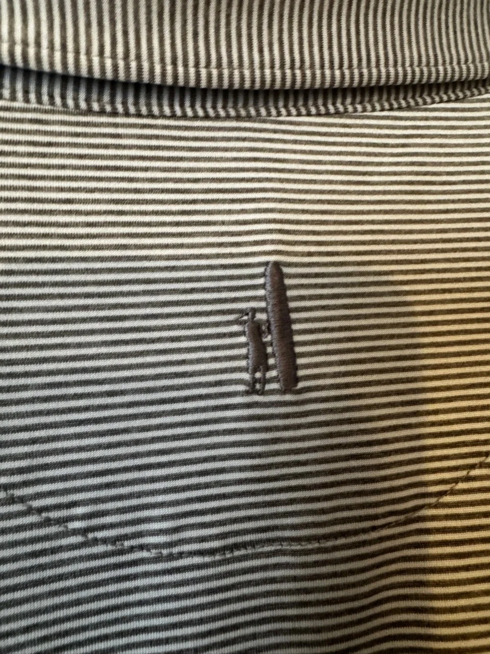 johnnie-O Men's Size Medium Striped Polo with Logo on Sleeve